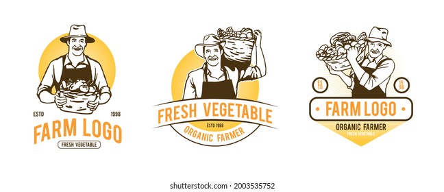 vegetable and fruit farm logo template design