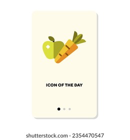 Vegetable and fruit flat icon. Carrot and apple isolated sign. Ingredient, fresh food, cooking concept. Vector illustration symbol elements for web design