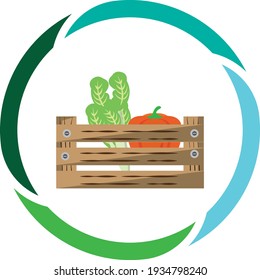 vegetable or fruit food, basket with tomatoes and spinach. white background vector image