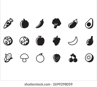 Ícones vegetais e frutas coleção vetor arquivo EPS