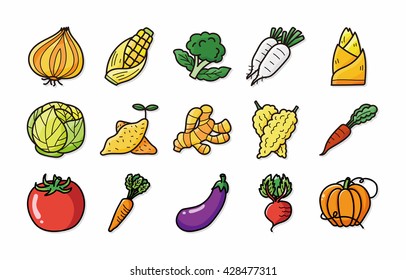 Vegetable and fruit icons set,eps10