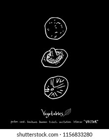 Vegetable and fruit illustrations / Hand drawn food ingredients - vector