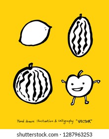 Vegetable and fruit illustrations / Hand drawn food ingredients - vector