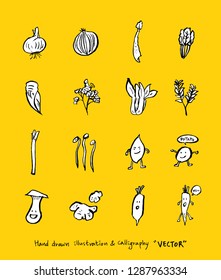 Vegetable and fruit illustrations / Hand drawn food ingredients - vector Vegetable and fruit illustrations / Hand drawn food ingredients - vector
