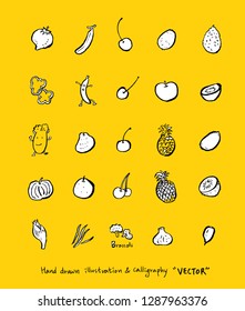 Vegetable and fruit illustrations / Hand drawn food ingredients - vector