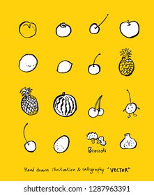 Vegetable and fruit illustrations / Hand drawn food ingredients - vector