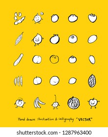 Vegetable and fruit illustrations / Hand drawn food ingredients - vector
