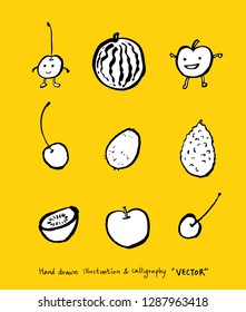 Vegetable and fruit illustrations / Hand drawn food ingredients - vector