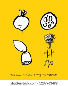 Ilustraciones vegetales y frutales/ingredientes alimentarios extraídos a mano - vectores
