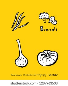 Vegetable and fruit illustrations / Hand drawn food ingredients - vector