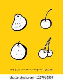 Vegetable and fruit illustrations / Hand drawn food ingredients - vector