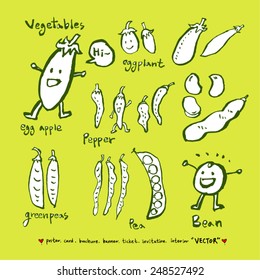 Vegetable and fruit illustrations / Hand drawn food ingredients - vector