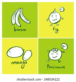 Vegetable and fruit illustrations / Hand drawn food ingredients - vector