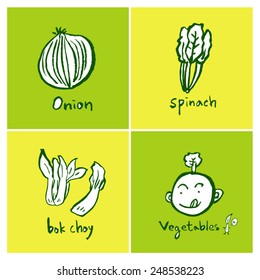 Vegetable and fruit illustrations / Hand drawn food ingredients - vector