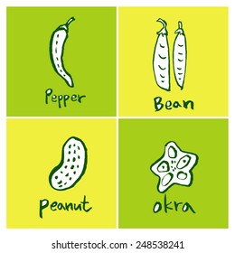 Vegetable and fruit illustrations / Hand drawn food ingredients - vector