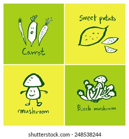 Vegetable and fruit illustrations / Hand drawn food ingredients - vector