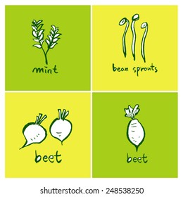 Vegetable and fruit illustrations / Hand drawn food ingredients - vector