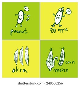 Vegetable and fruit illustrations / Hand drawn food ingredients - vector