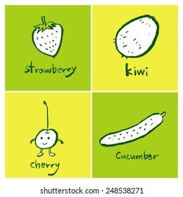 Vegetable and fruit illustrations / Hand drawn food ingredients - vector