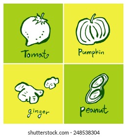 Vegetable and fruit illustrations / Hand drawn food ingredients - vector