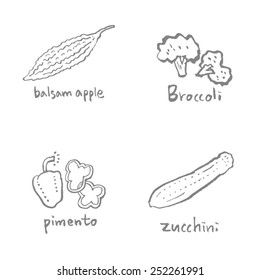Vegetable and fruit illustrations / Hand drawn food ingredients - vector