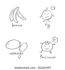 Vegetable and fruit illustrations / Hand drawn food ingredients - vector