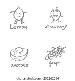 Vegetable and fruit illustrations / Hand drawn food ingredients - vector