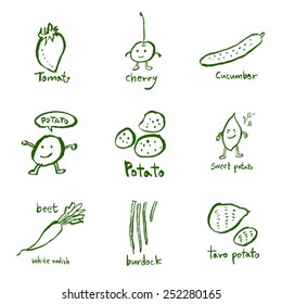 Vegetable and fruit illustrations / Hand drawn food ingredients - vector