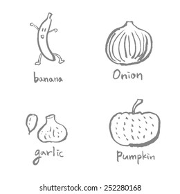 Vegetable and fruit illustrations / Hand drawn food ingredients - vector