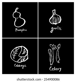 Vegetable and fruit illustrations / Hand drawn food ingredients - vector