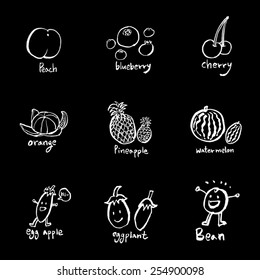 Vegetable and fruit illustrations / Hand drawn food ingredients - vector