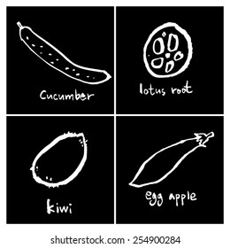 Vegetable and fruit illustrations / Hand drawn food ingredients - vector