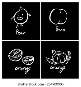 Vegetable and fruit illustrations / Hand drawn food ingredients - vector