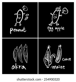 Vegetable and fruit illustrations / Hand drawn food ingredients - vector