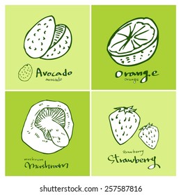 Vegetable and fruit illustrations / Hand drawn food ingredients - vector