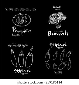 Vegetable and fruit illustrations / Hand drawn food ingredients - vector