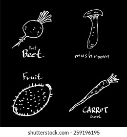 Vegetable and fruit illustrations / Hand drawn food ingredients - vector