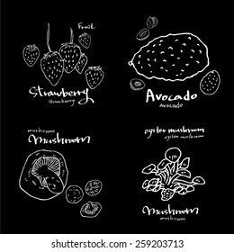 Vegetable and fruit illustrations / Hand drawn food ingredients - vector