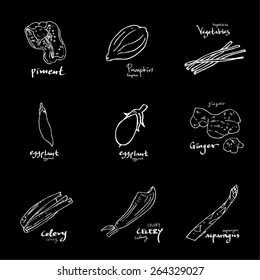 Vegetable and fruit illustrations / Hand drawn food ingredients - vector
