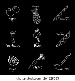 Vegetable and fruit illustrations / Hand drawn food ingredients - vector