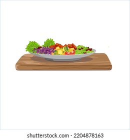 Vegetable and fruit menu presentation design for vegetarians. Vector.