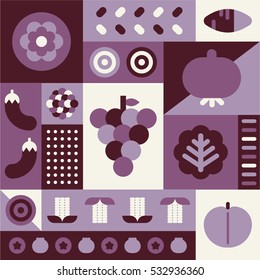 vegetable fruit monotone vector illustration flat design