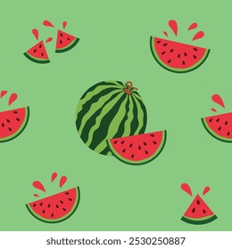 Fatias de legumes e frutas: Design de padrão de melancia: Ilustração vetorial