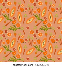Vegetable and fruit vector ilustration seamless pattern.Great for wrapping paper,scrapbooking,textile,fabric print.eps10.