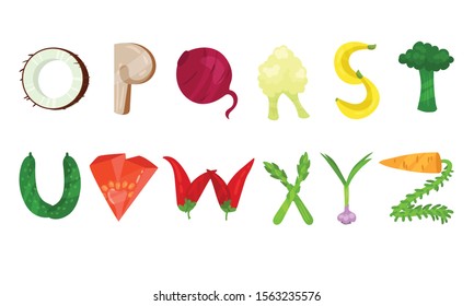 Vegetable Fruits Vector Alphabet Letters Isolated Stock Vector (Royalty ...