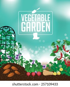 Vegetable garden background EPS 10 vector royalty free stock illustration  for ad, poster, flier, signage, promotion, blog, social media, menu, promotional postcard, marketing