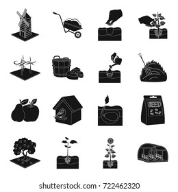 Vegetable, garden, ecology and other web icon in black style .Food, harvest, Farm icons in set collection.