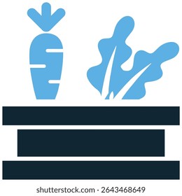 Vetor de ícone de jardim vegetal mostrando o cultivo de produtos frescos. Excelente para temas de jardinagem doméstica, alimentação saudável, sustentabilidade, alimentos frescos e cultivo natural.