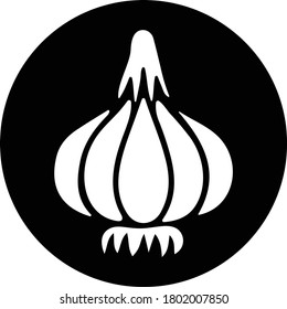 Vegetable, garlic icon, black version