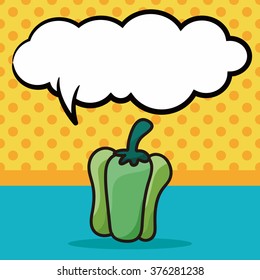 vegetable Green pepper color doodle, speech bubble